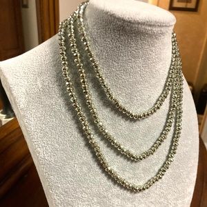 Hammered Gold Beaded Multi length Fashion Necklace NYC Boutique NWOT